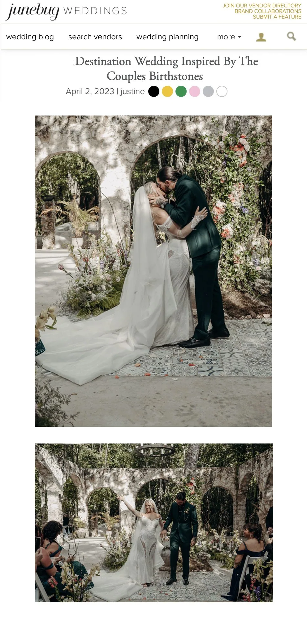 Junebug Weddings feature about Arcadia Events Tulum