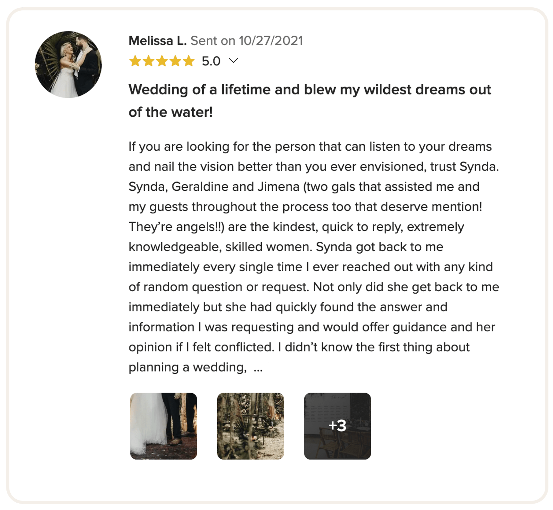 WeddingWire review 6