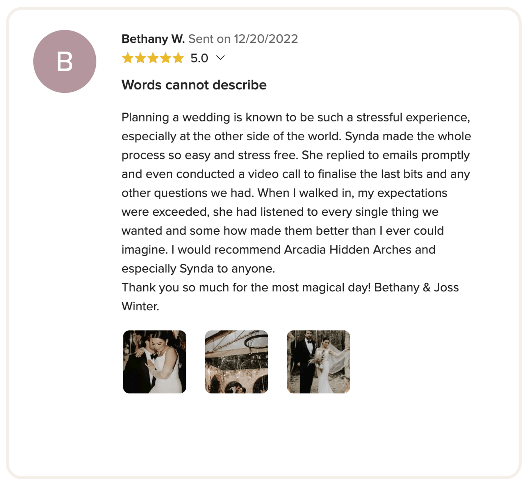 WeddingWire review 4